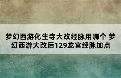 梦幻西游化生寺大改经脉用哪个 梦幻西游大改后129龙宫经脉加点